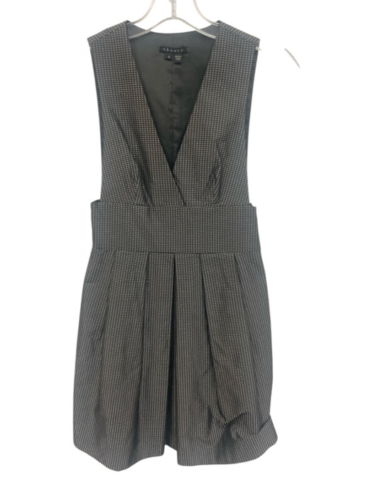 Theory Size 0 Gray & Silver Polyester Blend Pleats Sleeveless Woven Detail Dress Gray & Silver / 0