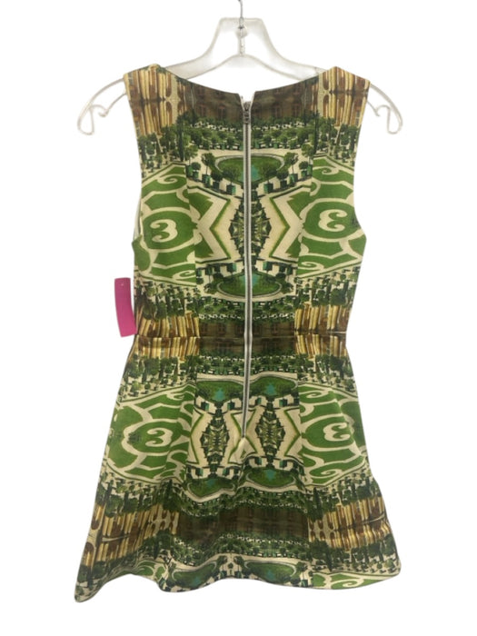 Alice + Olivia Size Est XS/S Beige, Green, Multi Cotton Sleeveless Print Dress Beige, Green, Multi / Est XS/S