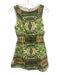 Alice + Olivia Size Est XS/S Beige, Green, Multi Cotton Sleeveless Print Dress Beige, Green, Multi / Est XS/S