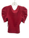 By Anthropologie Size XS Red Cotton Short Sleeve Puff Shoulder Ribbed Top Red / XS