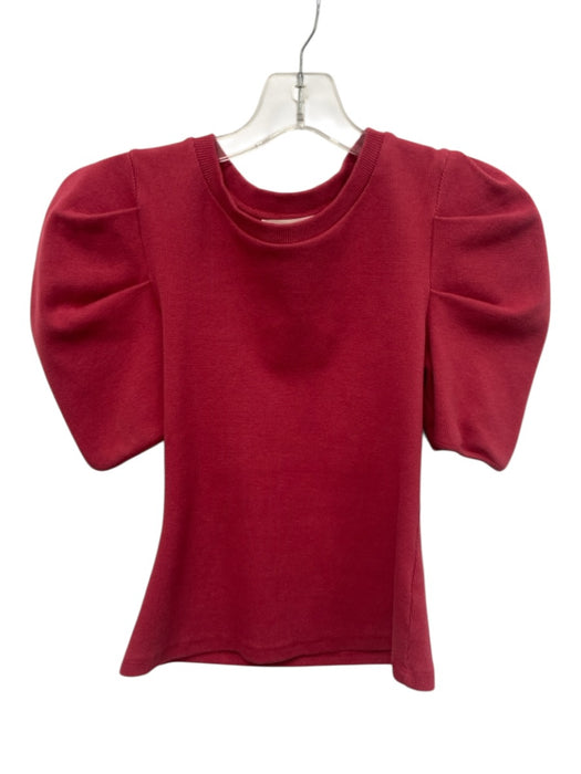 By Anthropologie Size XS Red Cotton Short Sleeve Puff Shoulder Ribbed Top Red / XS