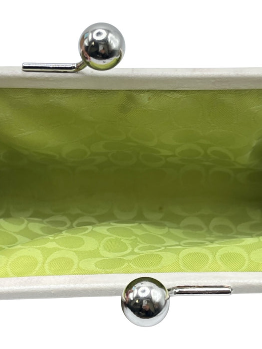 Coach Beige & Multi Woven Wristlet Application Flora & Fauna Print Coin Purse Beige & Multi
