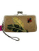 Coach Beige & Multi Woven Wristlet Application Flora & Fauna Print Coin Purse Beige & Multi
