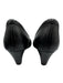 Tory Burch Shoe Size 5.5 Black Leather Pebbled Peep Toe Logo Wedges Black / 5.5