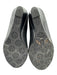 Tory Burch Shoe Size 5.5 Black Leather Pebbled Peep Toe Logo Wedges Black / 5.5