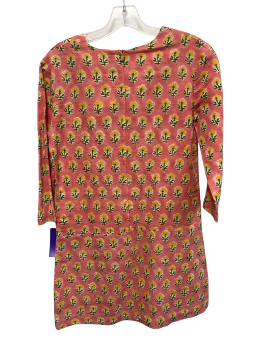 CJ Laing Size XS Pink, Green, Yellow Linen Blend 3/4 Sleeve Floral Pockets Dress Pink, Green, Yellow / XS