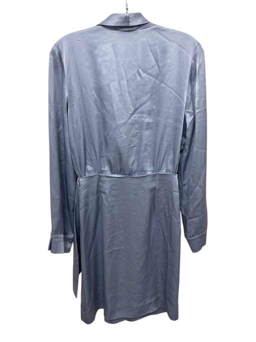 Nanushka Size S Ice Blue Triacetate Blend Satin Long Sleeve knot front Dress Ice Blue / S