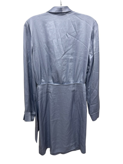 Nanushka Size S Ice Blue Triacetate Blend Satin Long Sleeve knot front Dress Ice Blue / S