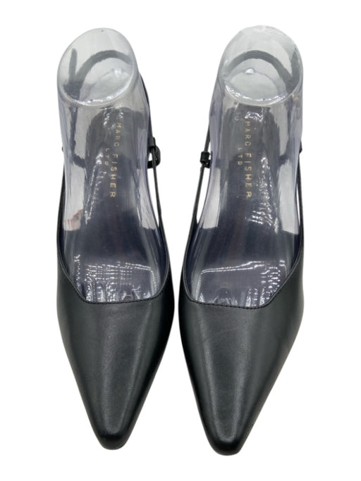 Marc Fisher Shoe Size 8 Black Leather Upper Pointed Toe Ankle Buckle Pumps Black / 8