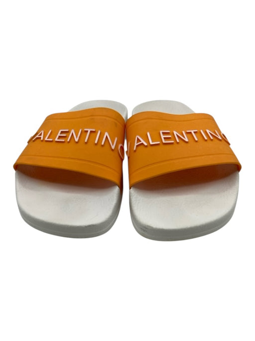 Valentino Shoe Size 38 White & Orange Manmade Upper Rubber One Strap Sandals White & Orange / 38