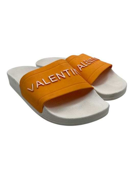 Valentino Shoe Size 38 White & Orange Manmade Upper Rubber One Strap Sandals White & Orange / 38
