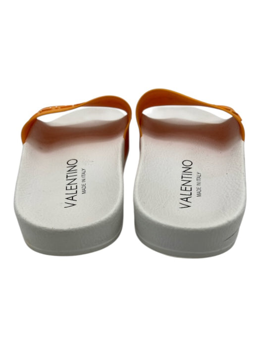 Valentino Shoe Size 38 White & Orange Manmade Upper Rubber One Strap Sandals White & Orange / 38
