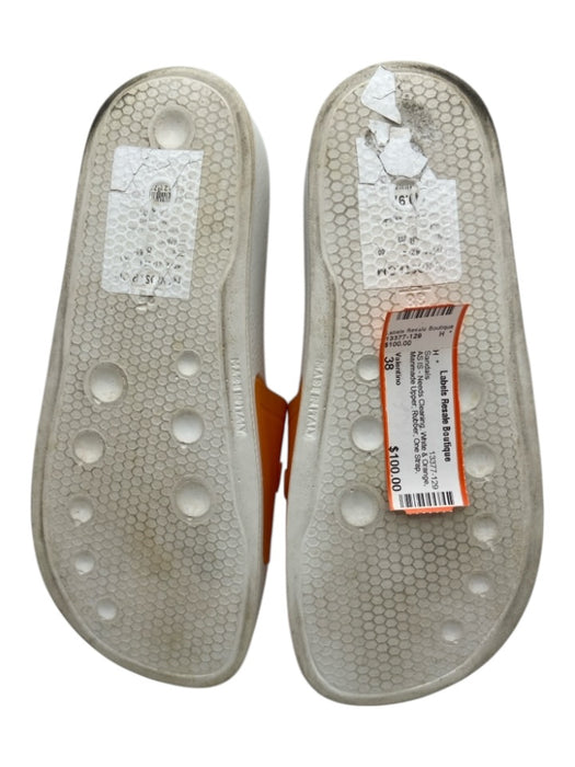 Valentino Shoe Size 38 White & Orange Manmade Upper Rubber One Strap Sandals White & Orange / 38