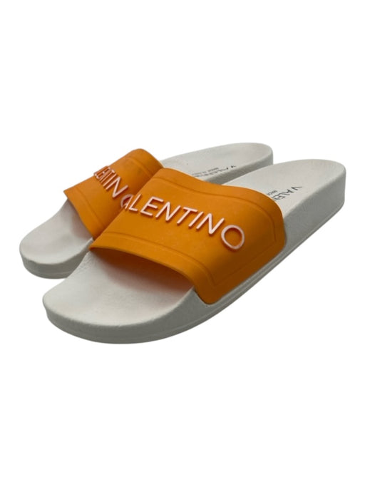 Valentino Shoe Size 38 White & Orange Manmade Upper Rubber One Strap Sandals White & Orange / 38
