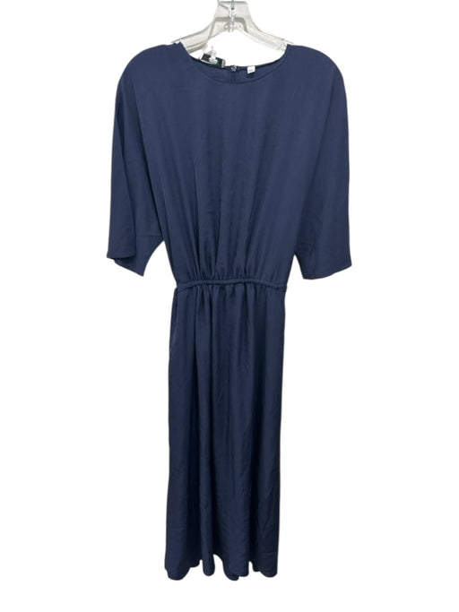 Vince Size XL Navy Blue Triacetate Short Dolman Sleeve Drawstring Waist Dress Navy Blue / XL