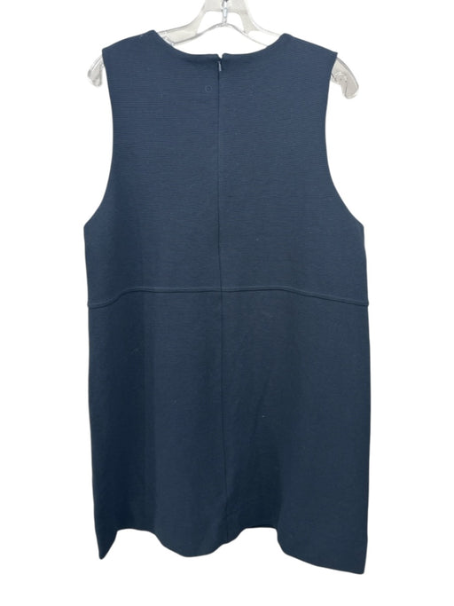 ME + EM Size 16 Black Cotton Blend Sleeveless Horizontal Ribbed Shift Dress Black / 16