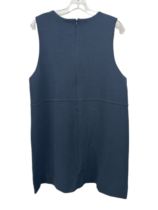 ME + EM Size 16 Black Cotton Blend Sleeveless Horizontal Ribbed Shift Dress Black / 16