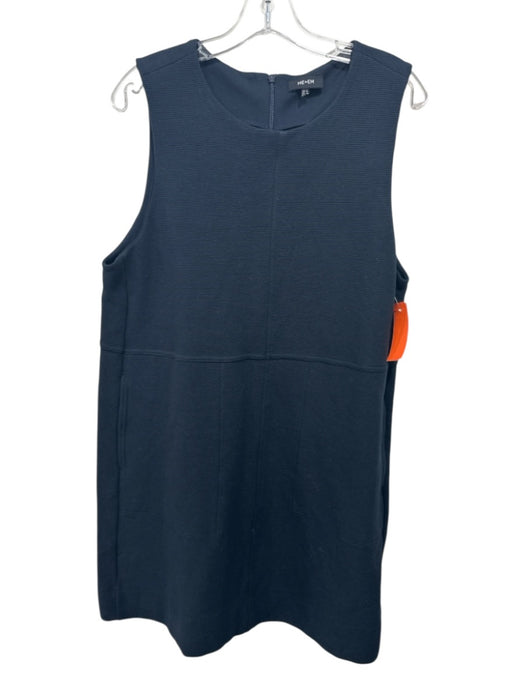 ME + EM Size 16 Black Cotton Blend Sleeveless Horizontal Ribbed Shift Dress Black / 16