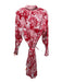 COS Size 10 Red & White Polyester Long Balloon Sleeve Jungle Print Midi Dress Red & White / 10