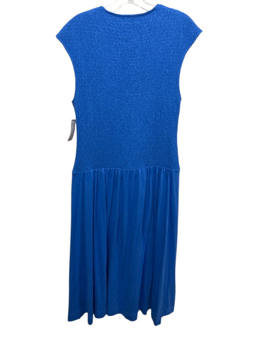 ME + EM Size 10 Blue Cotton Sleeveless Shirred Top 1/4 Zip Fit & Flare Dress Blue / 10