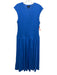 ME + EM Size 10 Blue Cotton Sleeveless Shirred Top 1/4 Zip Fit & Flare Dress Blue / 10