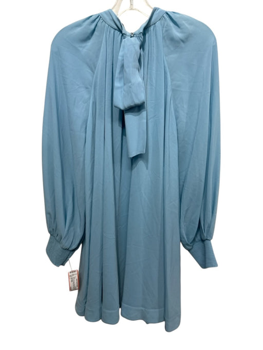 Alice + Olivia Size L Powder Blue Acetate Blend Sheer Overlay Neck Tie Dress Powder Blue / L