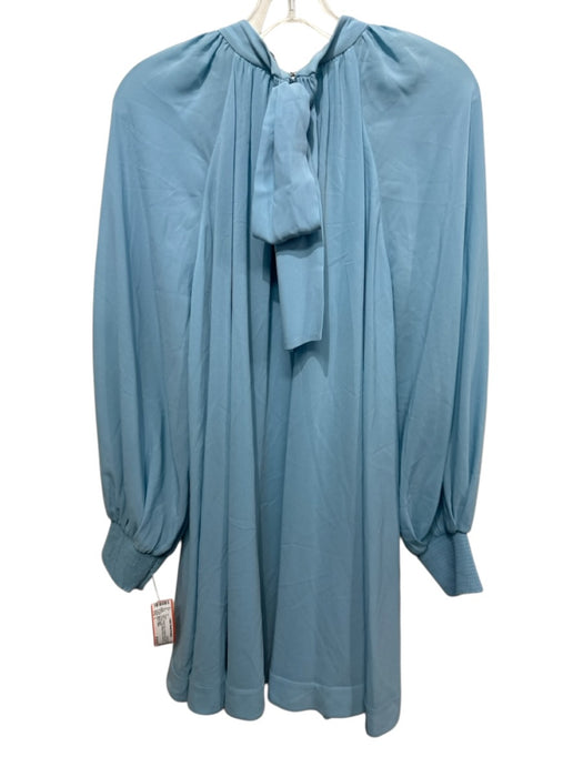 Alice + Olivia Size L Powder Blue Acetate Blend Sheer Overlay Neck Tie Dress Powder Blue / L