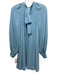 Alice + Olivia Size L Powder Blue Acetate Blend Sheer Overlay Neck Tie Dress Powder Blue / L