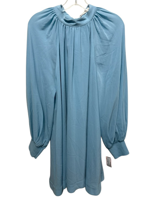 Alice + Olivia Size L Powder Blue Acetate Blend Sheer Overlay Neck Tie Dress Powder Blue / L