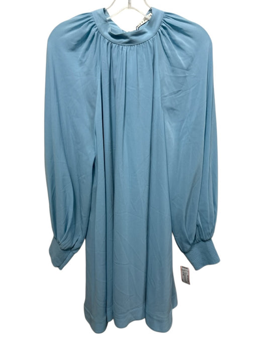 Alice + Olivia Size L Powder Blue Acetate Blend Sheer Overlay Neck Tie Dress Powder Blue / L
