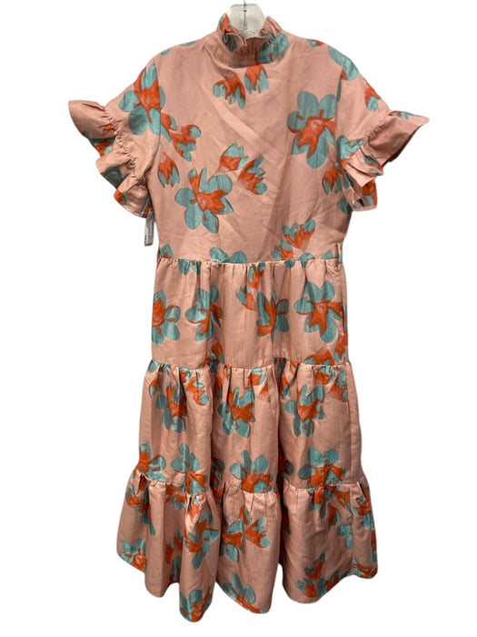 Abbey Glass Size M peach, orange, blue Polyester Jacquard Floral Maxi Dress peach, orange, blue / M