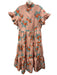 Abbey Glass Size M peach, orange, blue Polyester Jacquard Floral Maxi Dress peach, orange, blue / M