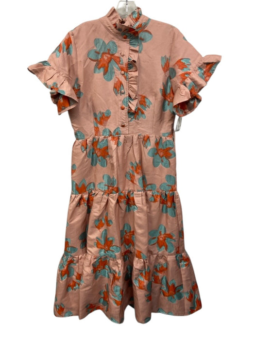 Abbey Glass Size M peach, orange, blue Polyester Jacquard Floral Maxi Dress peach, orange, blue / M