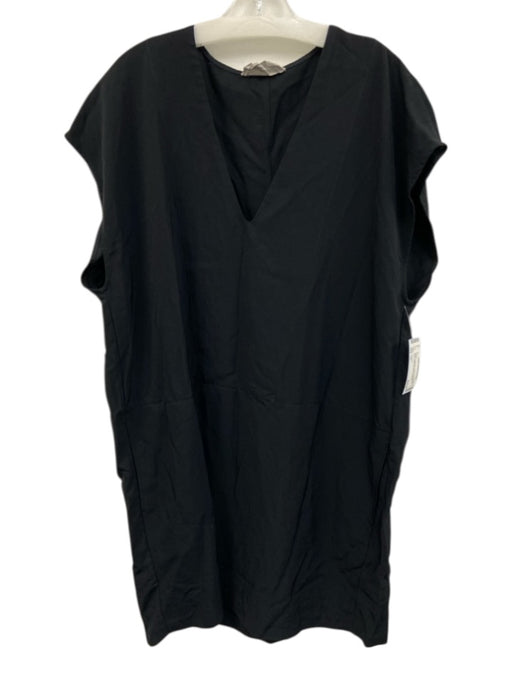Everlane Size 14 Black Triacetate V Neck Sleeveless Above Knee Dress Black / 14