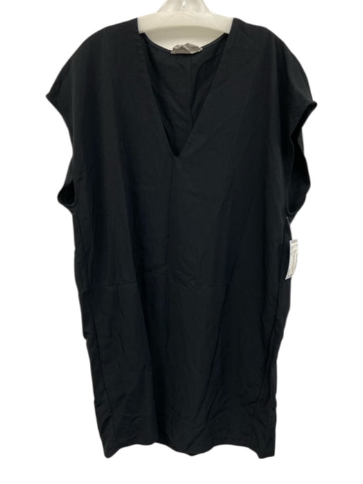 Everlane Size 14 Black Triacetate V Neck Sleeveless Above Knee Dress Black / 14