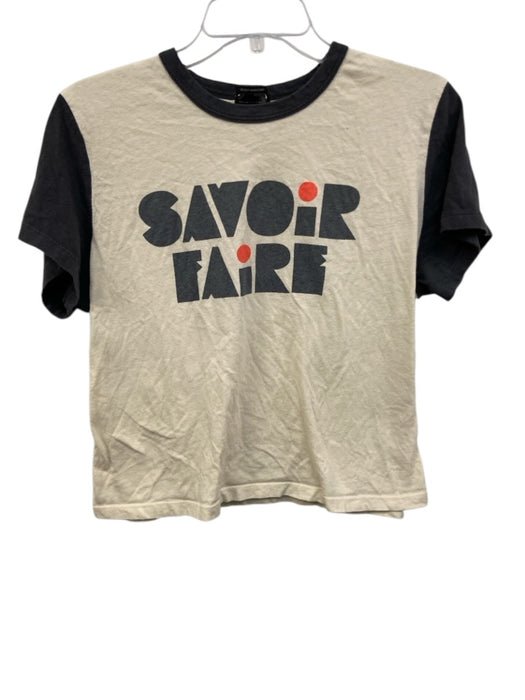 Mother Size XL Cream, Gray, Orange Cotton Graphic Short Sleeve Raglan Top Cream, Gray, Orange / XL