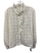 Sezane Size 46 / XL White Cotton Blend Lace Ruffle Long Sleeve Button Down Top White / 46 / XL