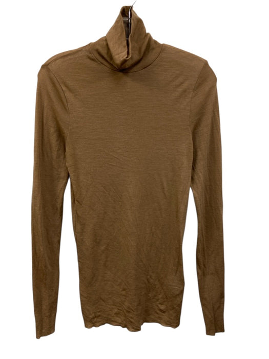 COS Size L Brown Wool Turtleneck Raw Hem Long Sleeve Top Brown / L