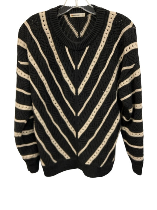 Marine Layer Size M dark gray & cream Cotton Blend Diagonal Stripe Sweater dark gray & cream / M