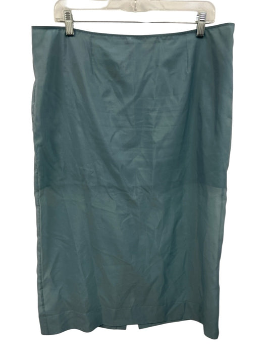 COS Size 12 Blue Polyester Blend Sheer Overlay Back Slit Back Zip Midi Skirt Blue / 12