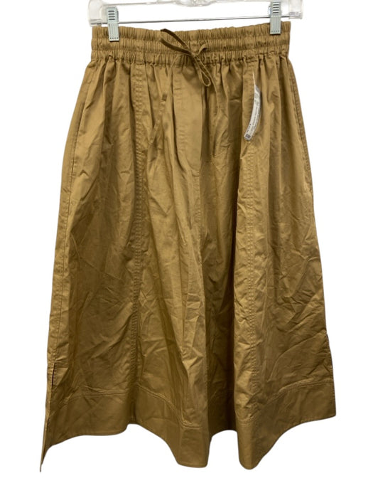 COS Size 6 Khaki Tan Cotton Drawstring Elastic Waist Below knee Skirt Khaki Tan / 6