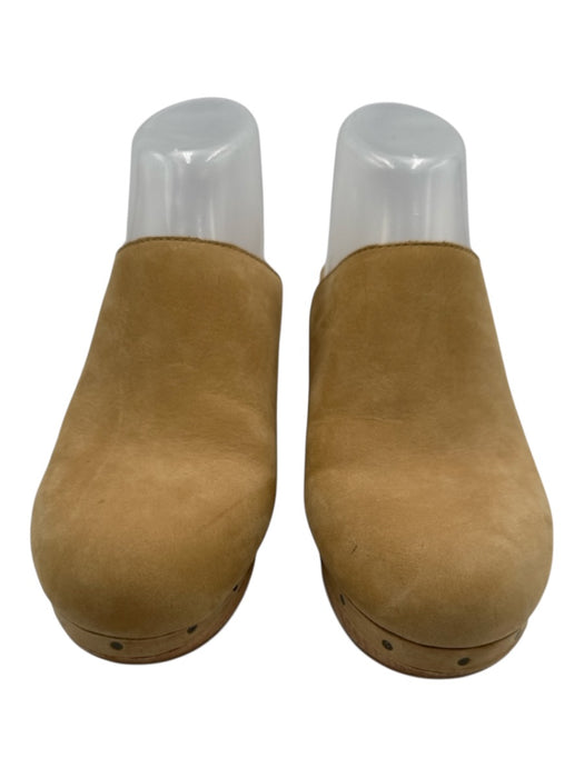 Madewell Shoe Size 8 Beige Leather Upper Wooden Sole Round Toe Clogs Beige / 8