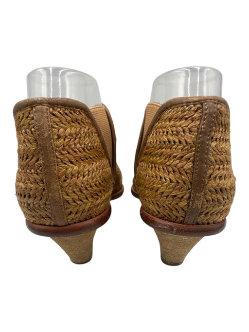 Matt Bernson Shoe Size 8.5 Brown Leather Trim Woven Stacked Heel Ankle Booties Brown / 8.5