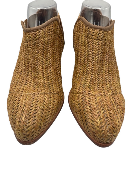 Matt Bernson Shoe Size 8.5 Brown Leather Trim Woven Stacked Heel Ankle Booties Brown / 8.5