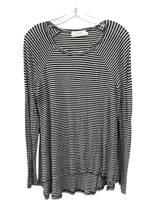 Zimmermann Size 3 Black & White Viscose Blend Long Sleeve Horizontal Stripe Top Black & White / 3