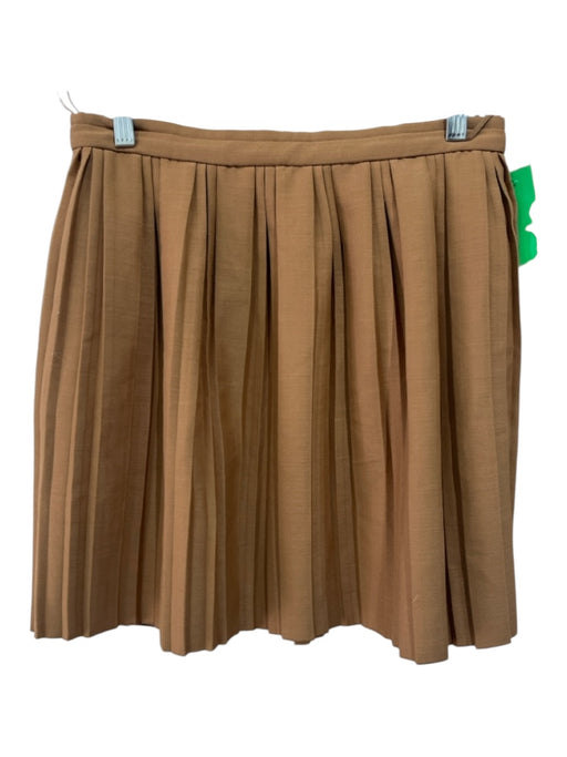 COS Size 10 Brown Polyester & Wool Pleated Back Zip Knee Length Skirt Brown / 10