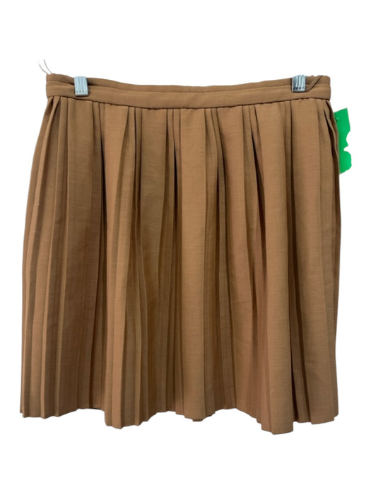 COS Size 10 Brown Polyester & Wool Pleated Back Zip Knee Length Skirt Brown / 10