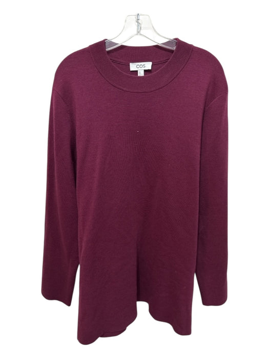 COS Size L Burgundy Red Wool & Lyocel Long Length Side Split Long Sleeve Sweater Burgundy Red / L