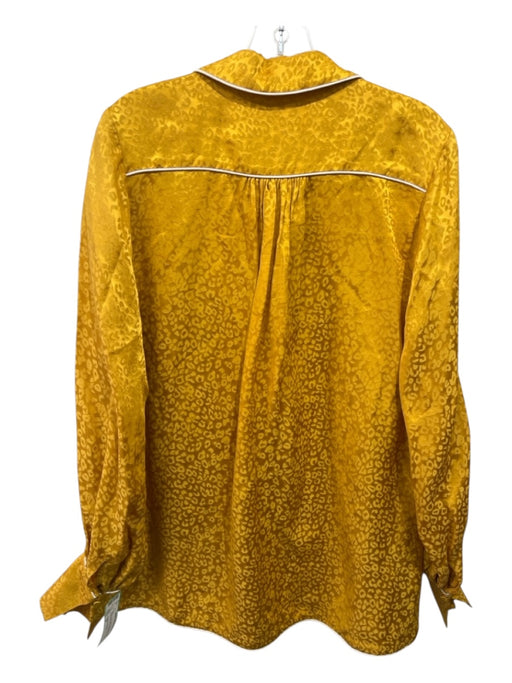 Jonathan Simkhai Size 14 Yellow Gold Silk & Viscose Long Sleeve Pajama Style Top Yellow Gold / 14