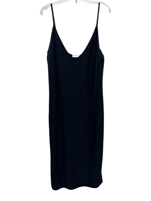 Everlane Size 14 Black Triacetate Spaghetti Strap U Neck Side Slit Midi Dress Black / 14